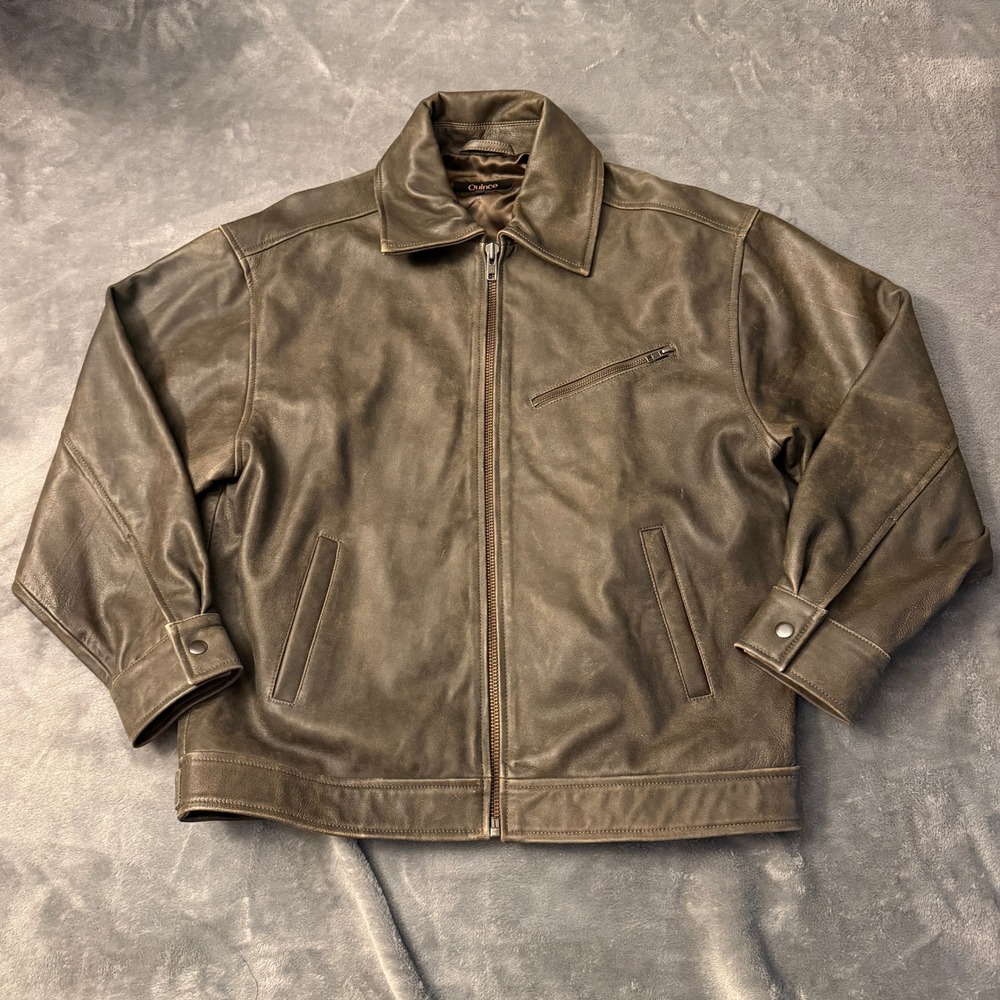 Quince Medium 100% Sheep Leather Oversized Distressed Brown Bomber Jacket Moto